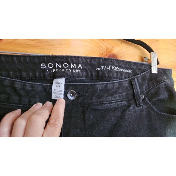 Sonoma Women Plus Size 22 Average Black Jeans Pants Mid Rise Bootcut - Picture 4 of 7